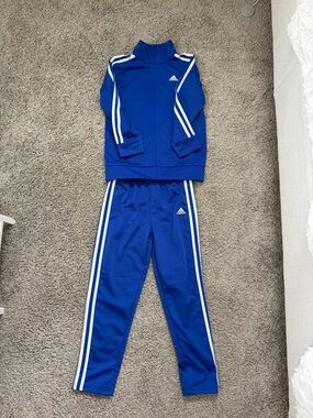Adidas Royal Blue Kids Track Jacket and Pants Set, Size 7